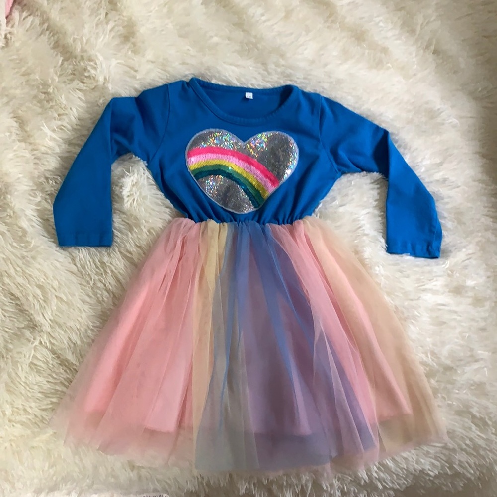 Girl tutu heart sequin dress